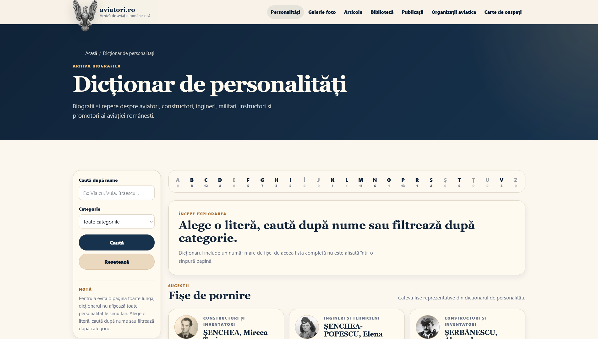 Dictionary of personalities screenshot